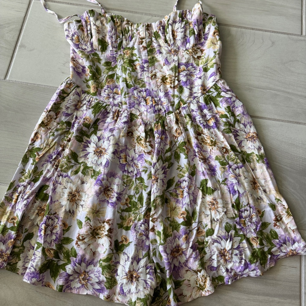 Floral Sundress with Purple and Green Accents